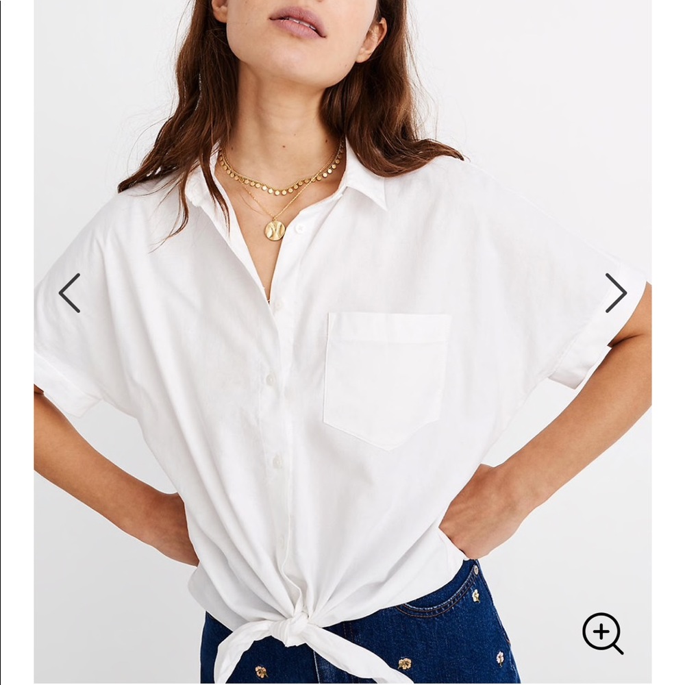 Madewell front tie white blouse